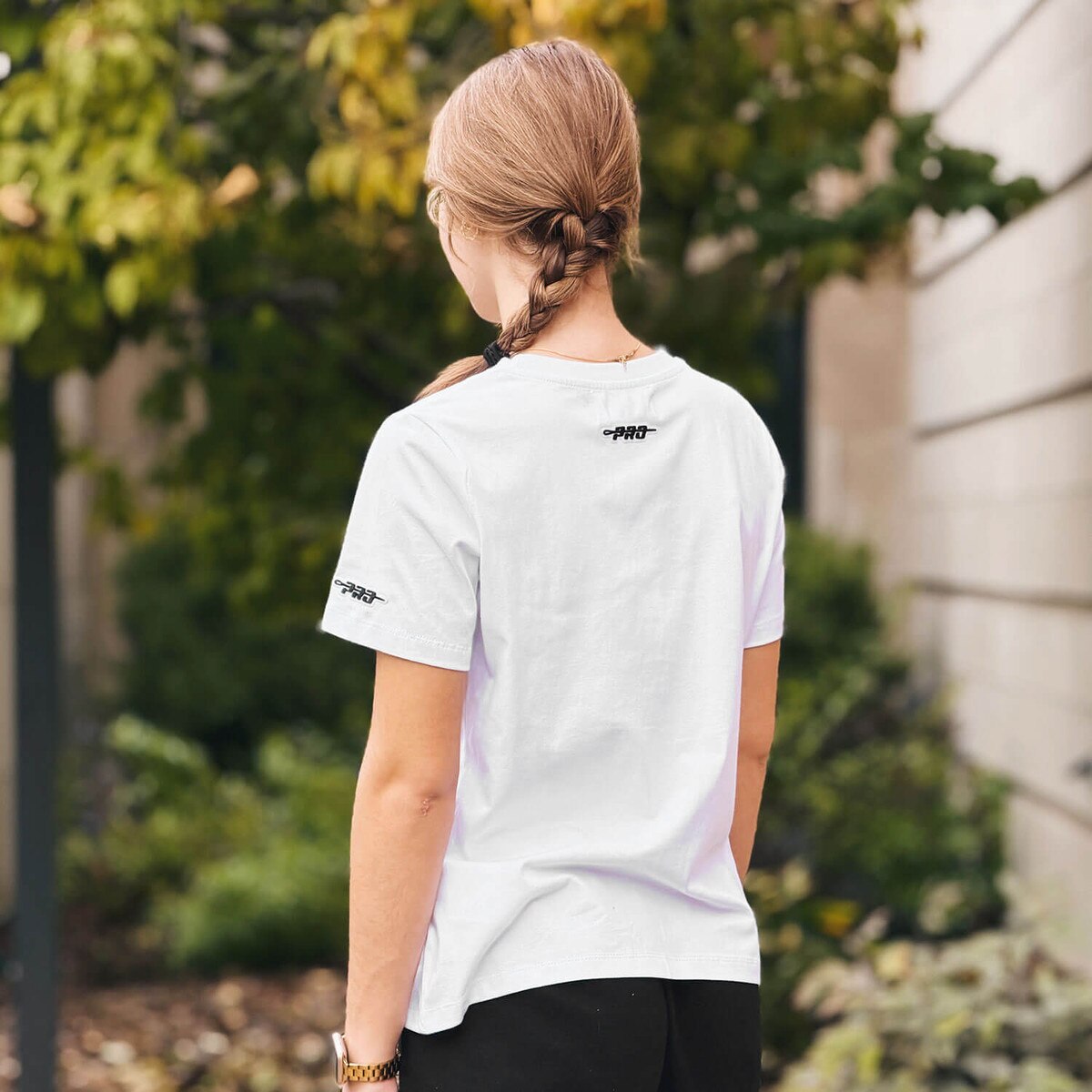 Pro Standard Women's I-State White Short Sleeve T-Shirt sleeve and back logos